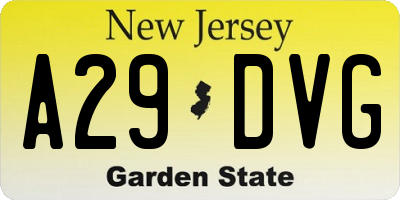 NJ license plate A29DVG