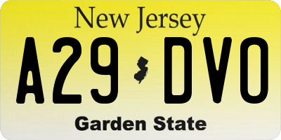 NJ license plate A29DVO