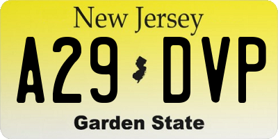 NJ license plate A29DVP