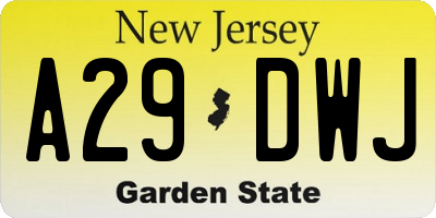 NJ license plate A29DWJ