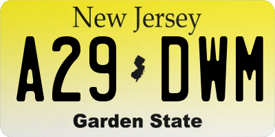 NJ license plate A29DWM