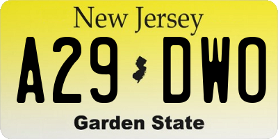 NJ license plate A29DWO