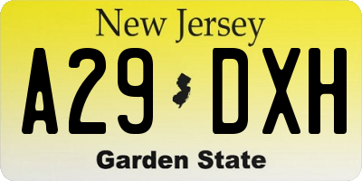 NJ license plate A29DXH