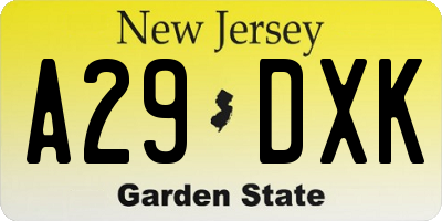 NJ license plate A29DXK