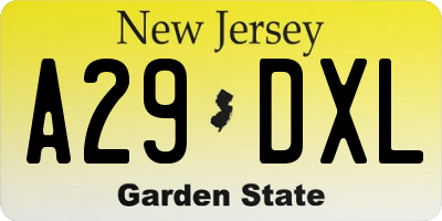 NJ license plate A29DXL