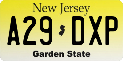NJ license plate A29DXP