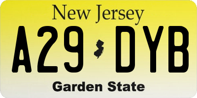 NJ license plate A29DYB