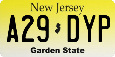 NJ license plate A29DYP