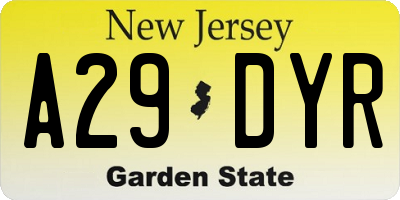 NJ license plate A29DYR