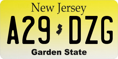 NJ license plate A29DZG