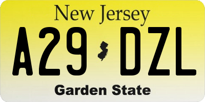 NJ license plate A29DZL