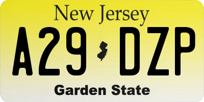 NJ license plate A29DZP