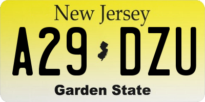 NJ license plate A29DZU