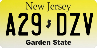 NJ license plate A29DZV