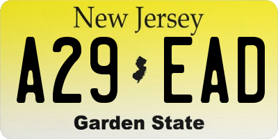 NJ license plate A29EAD