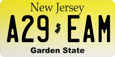 NJ license plate A29EAM