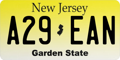 NJ license plate A29EAN