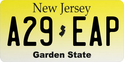 NJ license plate A29EAP