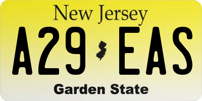NJ license plate A29EAS