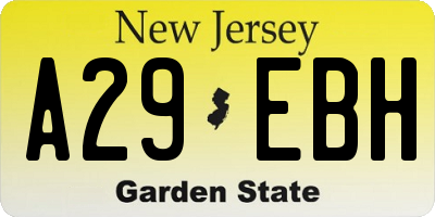 NJ license plate A29EBH