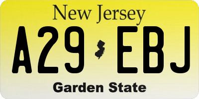 NJ license plate A29EBJ