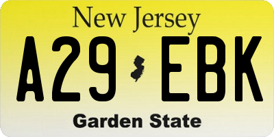 NJ license plate A29EBK