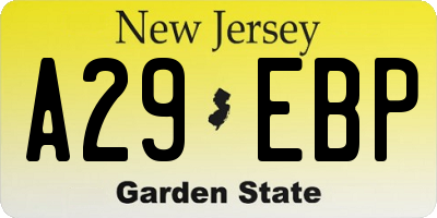 NJ license plate A29EBP