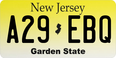 NJ license plate A29EBQ