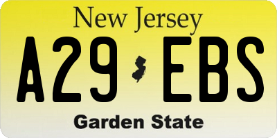 NJ license plate A29EBS