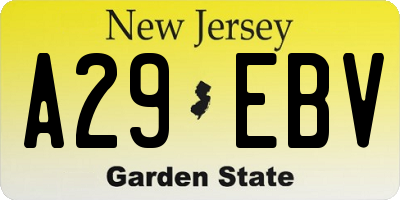 NJ license plate A29EBV