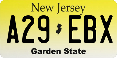 NJ license plate A29EBX