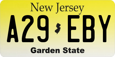 NJ license plate A29EBY
