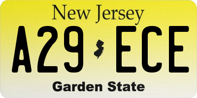 NJ license plate A29ECE