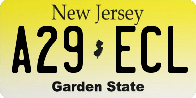 NJ license plate A29ECL
