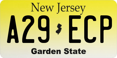 NJ license plate A29ECP