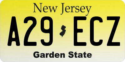 NJ license plate A29ECZ