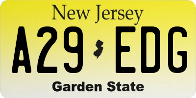 NJ license plate A29EDG