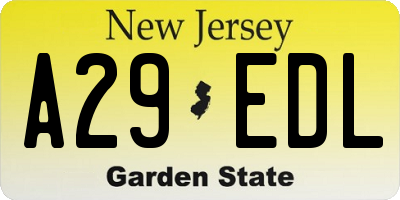 NJ license plate A29EDL