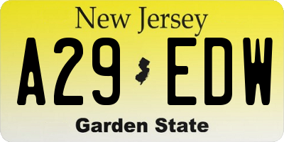 NJ license plate A29EDW