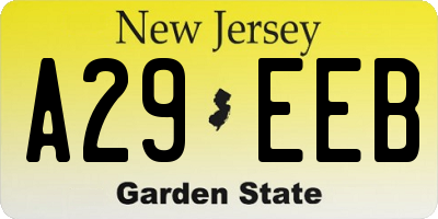 NJ license plate A29EEB