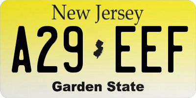 NJ license plate A29EEF