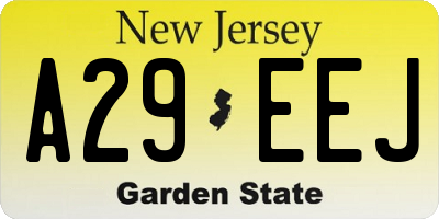 NJ license plate A29EEJ