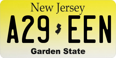 NJ license plate A29EEN