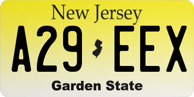 NJ license plate A29EEX