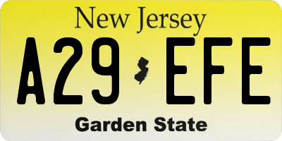 NJ license plate A29EFE