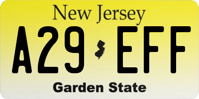 NJ license plate A29EFF