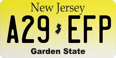 NJ license plate A29EFP