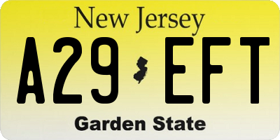NJ license plate A29EFT
