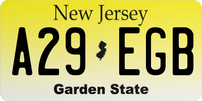 NJ license plate A29EGB