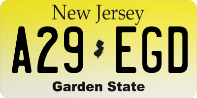 NJ license plate A29EGD